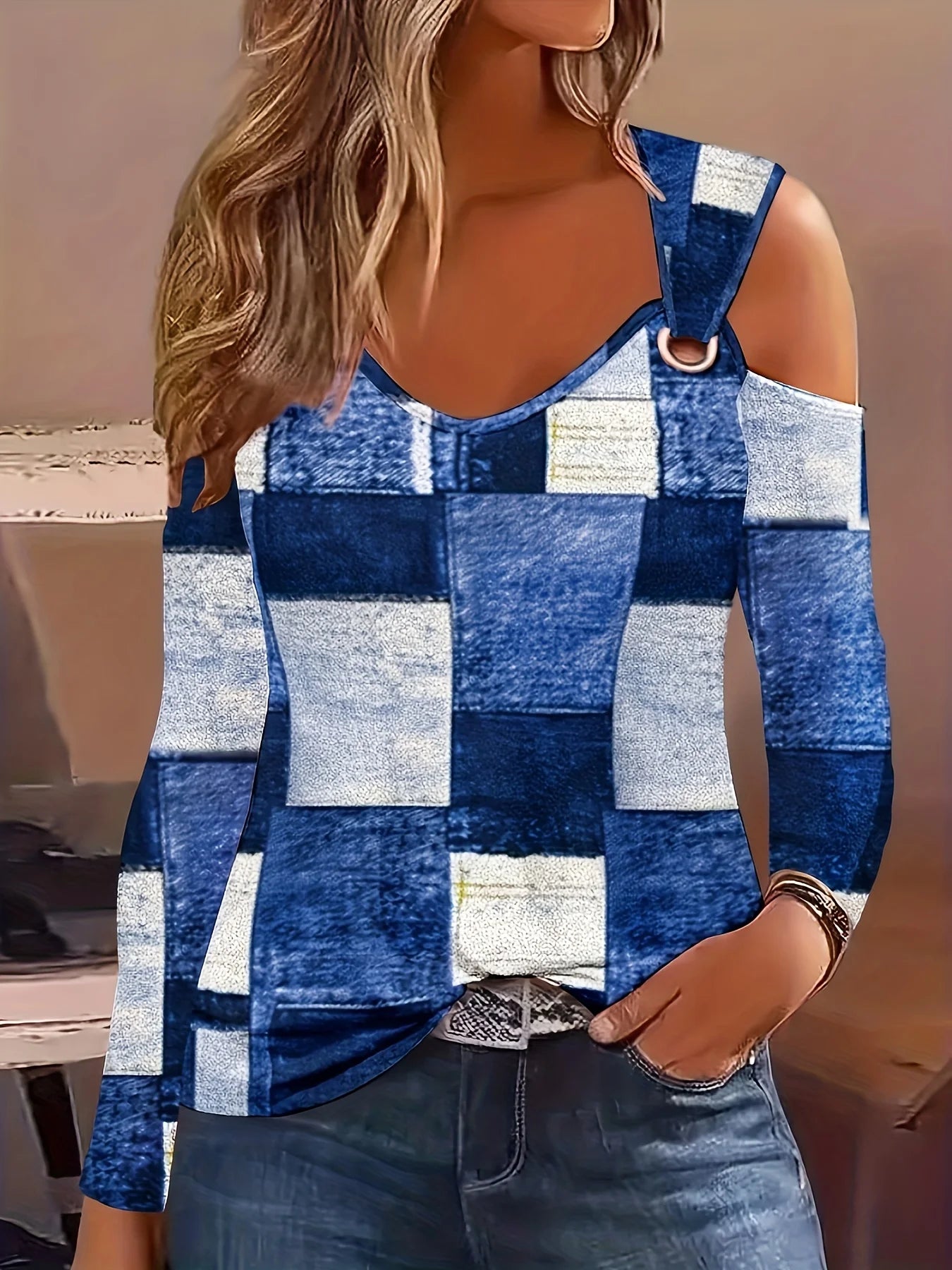 Plus Size Autumn Metal Button V-Neck Shirt Blouse – Casual Pullover Women Top 2023 🍂✨