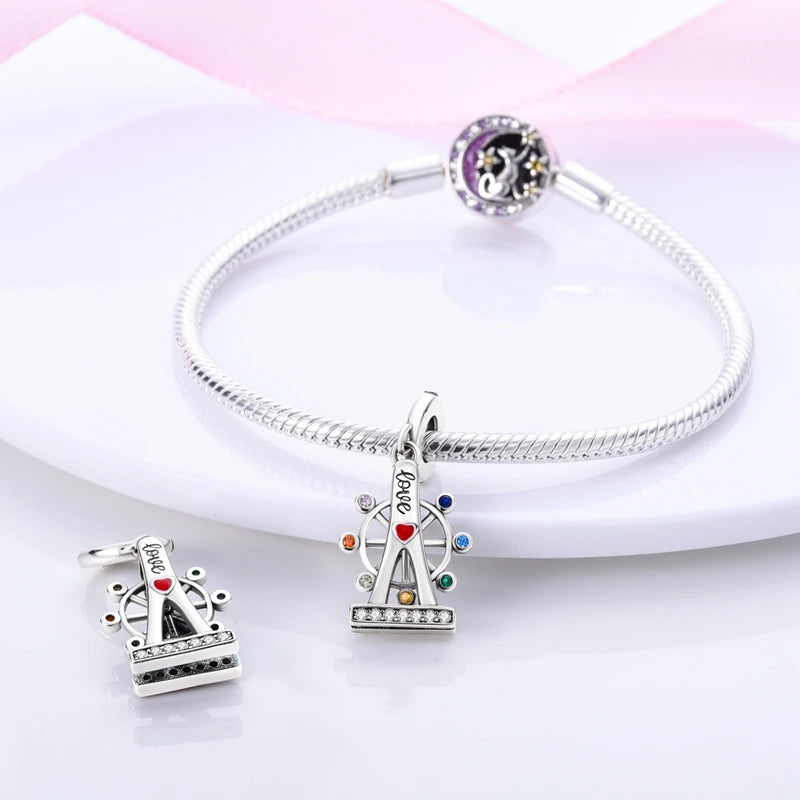 925 Sterling Silver Funny Playable Charms Beads | Smart Watch Tarot Bike Travel Dangle Fit Pandora Bracelet DIY Jewelry