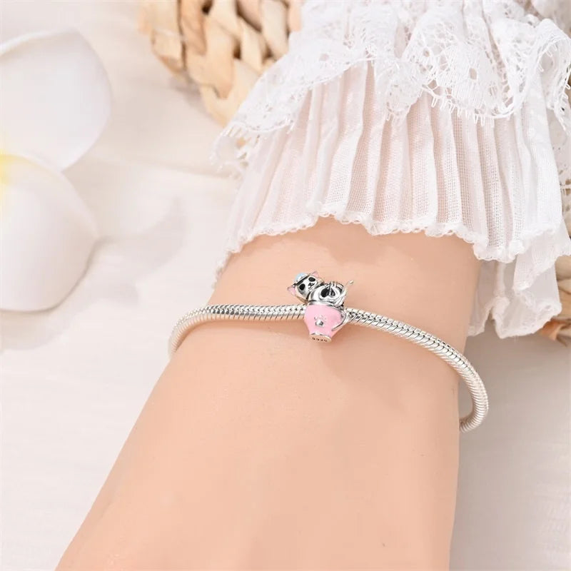 Cute Pet Kitten Puppy Sheep Charms | Fit 925 Original Pandora Bracelets | Colorful Zircon Beads DIY Jewelry Gift