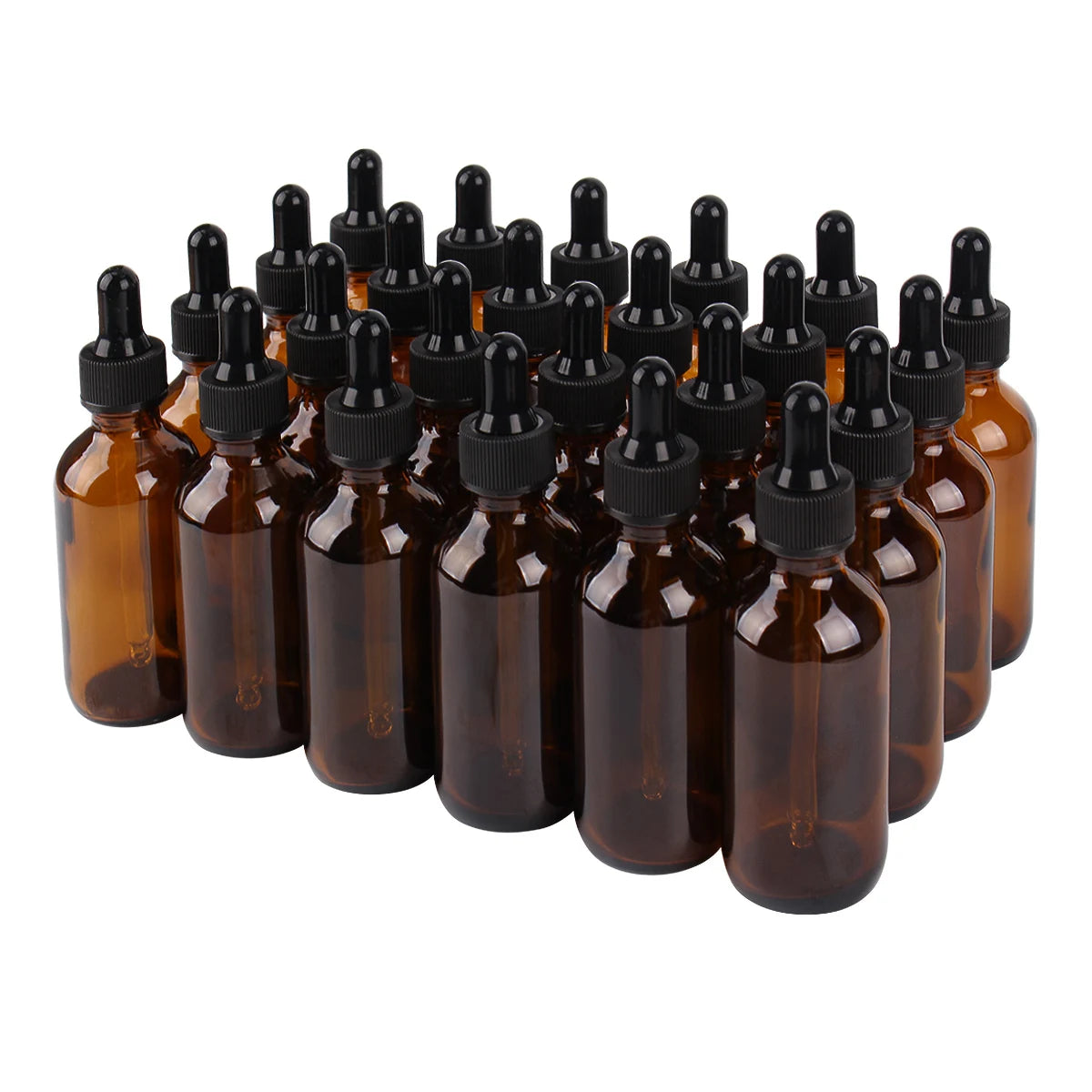 6/12/24PCS 60ML Amber Glass Dropper Bottles – Refillable Cosmetic, Perfume & Essential Oil Bottles with Glass Pipette