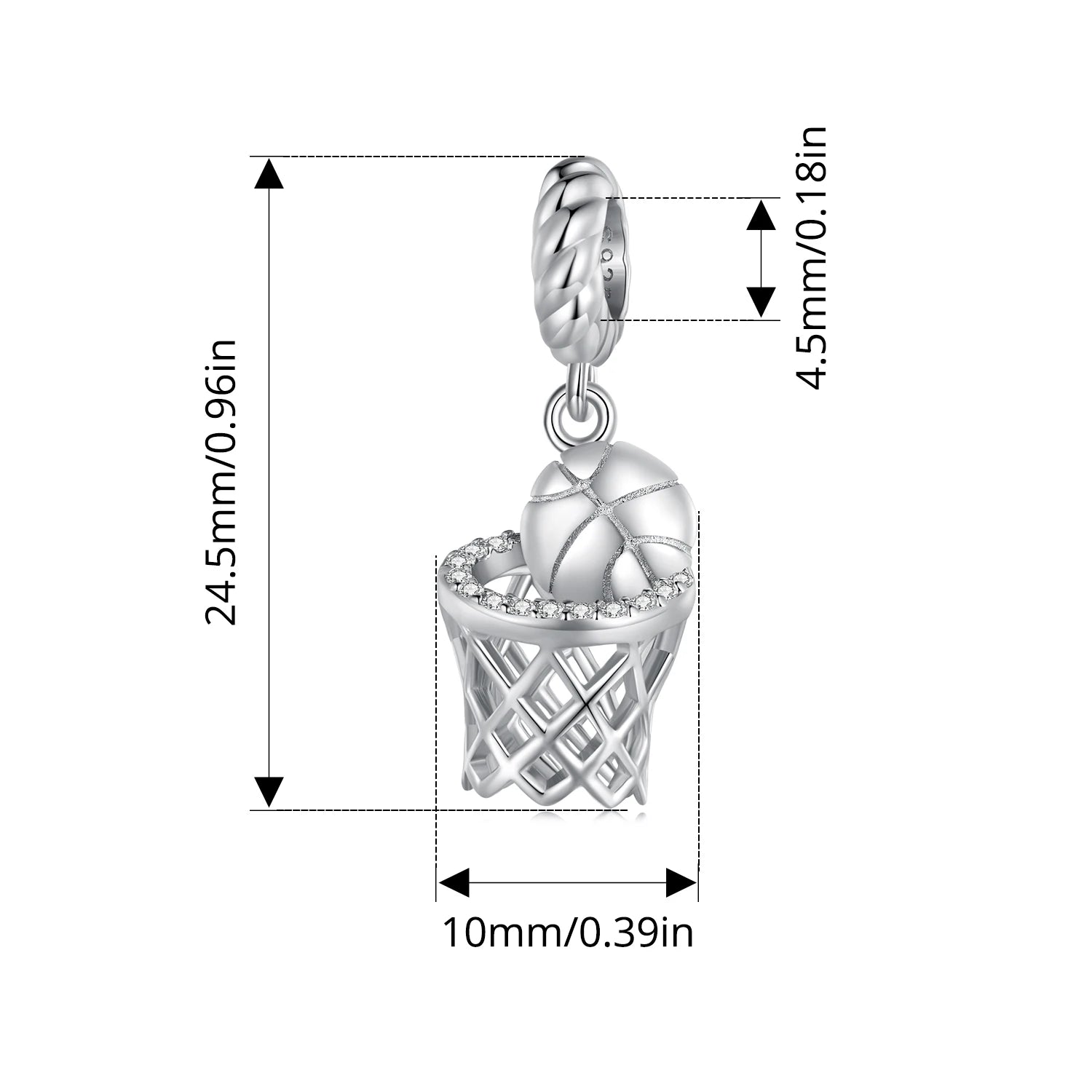 BISAER 925 Sterling Silver Ball Series Charms – Football, Volleyball, Tennis & Basketball Beads Fit Pandora Bracelet DIY Jewelry