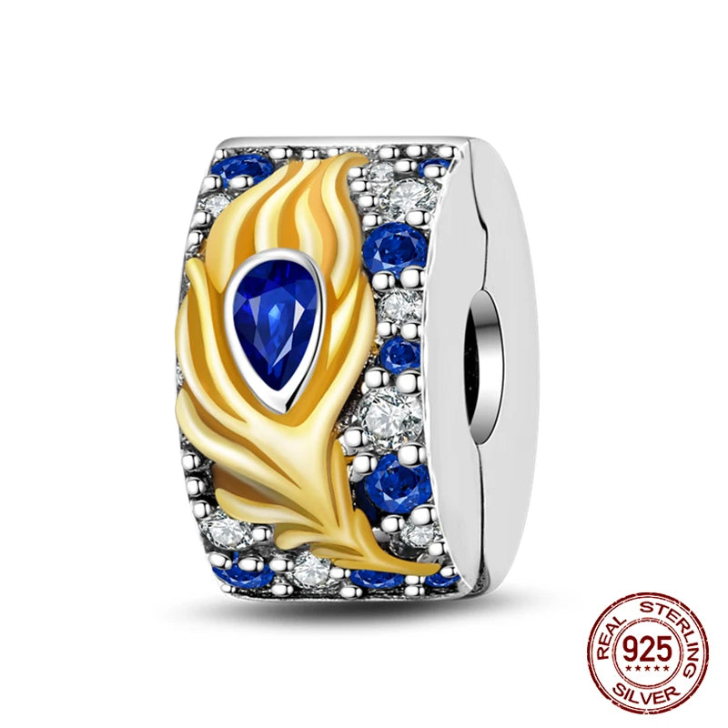 925 Sterling Silver Luminous Butterfly Star Moon Charm Bead | Round Clasp Bead for 3mm DIY Bracelet Jewelry Gift