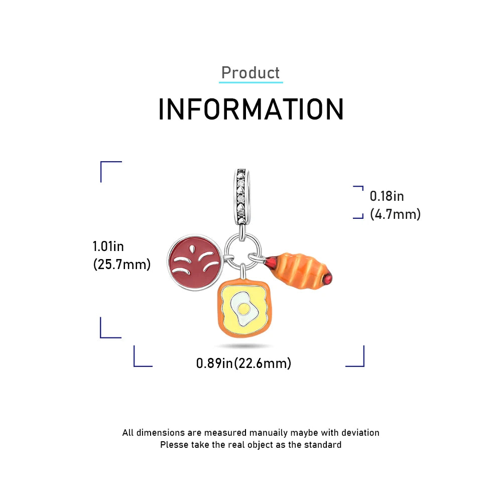 2025 New 925 Sterling Silver Coffee, Cake, Fruit & Burger Charms | Fit Pandora Bracelet & Necklace DIY Jewelry