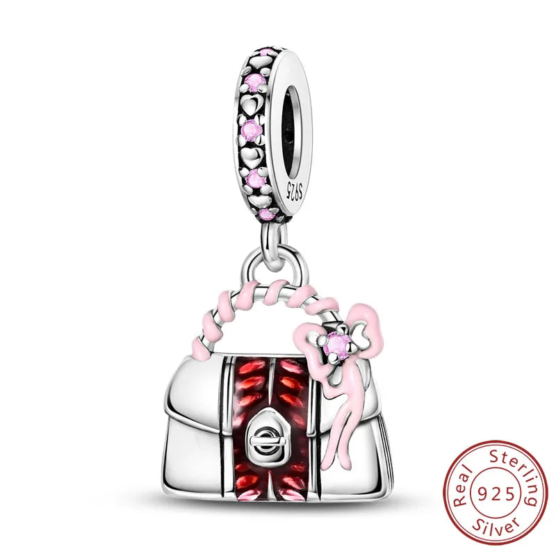 925 Sterling Silver Ballet Shoes & Perfume Bottle Charms | Bow Beads Fit Original Bracelet Pendant DIY Fine Jewelry for Women