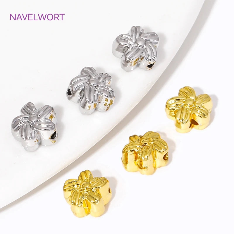 18K Gold Plated Flower Spacer Beads – Brass Bead Separators for Jewelry Making & DIY Crafts