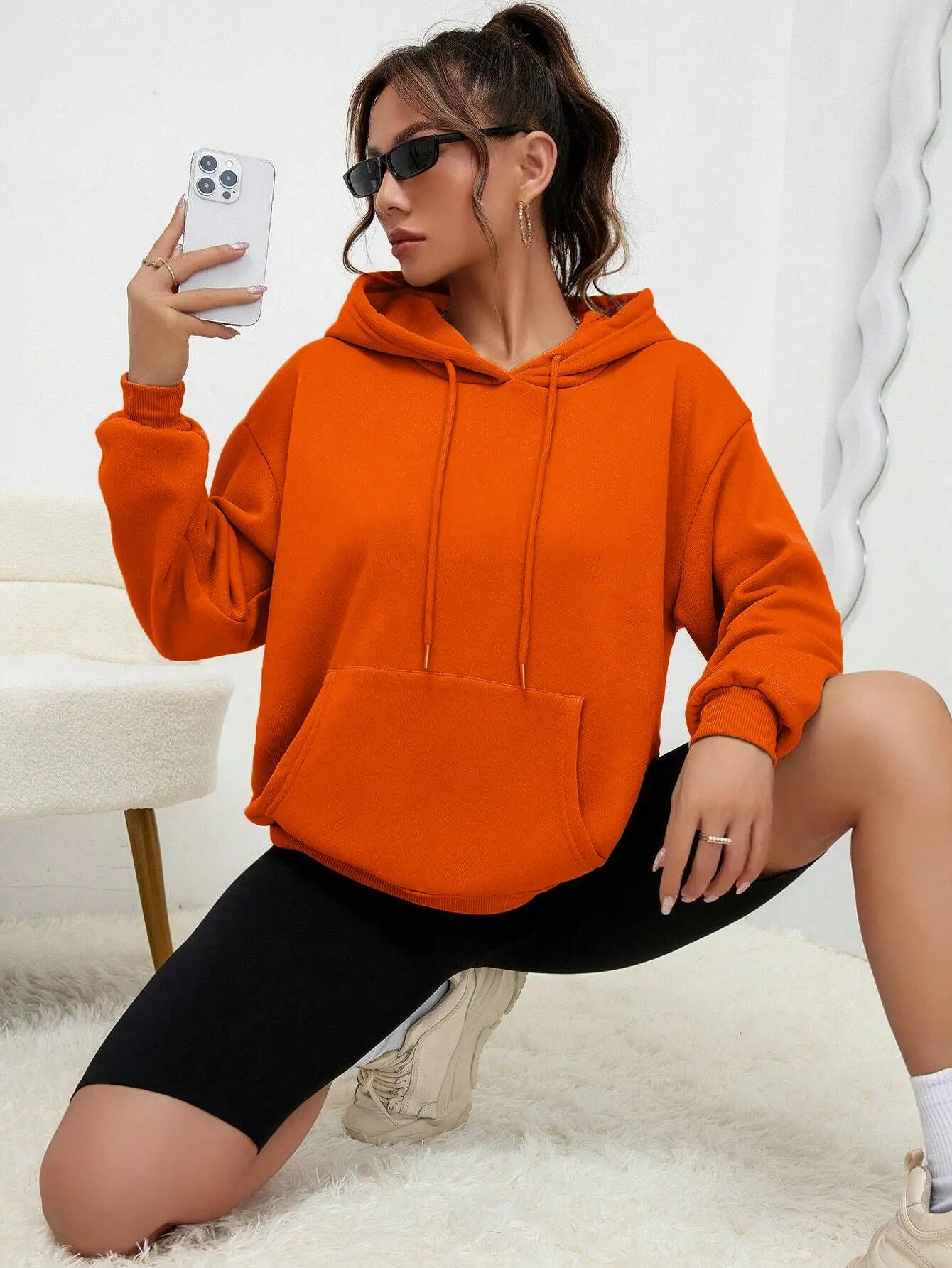 Solid Color Women’s Hoodie | Autumn Casual Fleece Pocket Hoodies | Unisex Streetwear