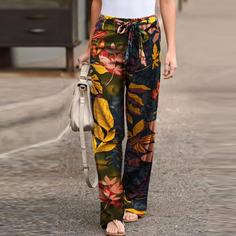 Women’s Print Joggers – Cotton Linen Casual Sweatpants for Autumn Elegant Streetwear