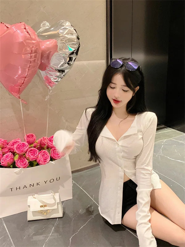 Women's Slimming Long Sleeve Cardigan | Korean Style Open Front Coat | Autumn Fashion Casual Outerwear