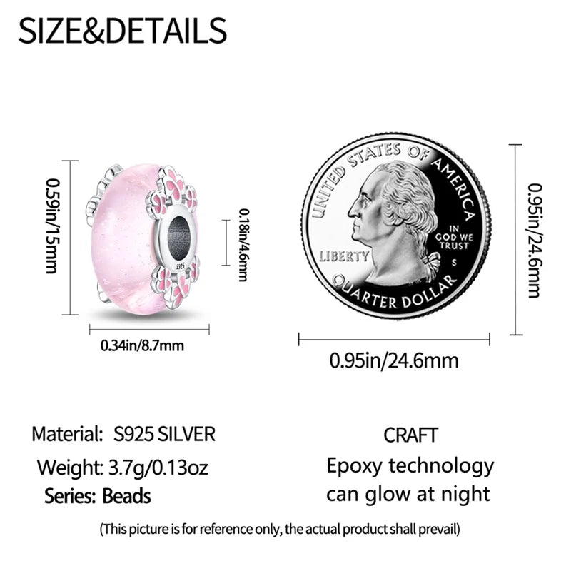 925 Sterling Silver Round Colored Zircon Spacer Beads – Fits Pandora Original Bracelets DIY Exquisite Party Jewelry