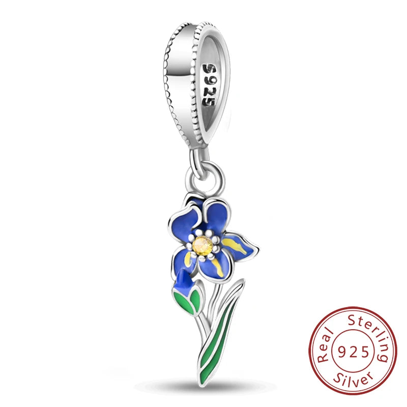 New 925 Sterling Silver Four-Leaf Clover Green Charm Bead | Lucky Pendant for Original Bracelet Jewelry Gift