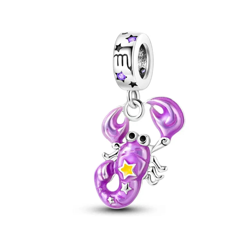 New 925 Sterling Silver Zodiac Charm | Twelve Constellations Series Libra Scorpio Gemini Fit Original Bracelet Women Jewelry