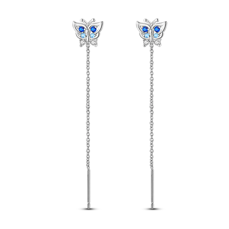 925 Sterling Silver Colorful Butterfly Hoop Earrings | Pave CZ Elegant Gothic Jewelry for Women & Friends