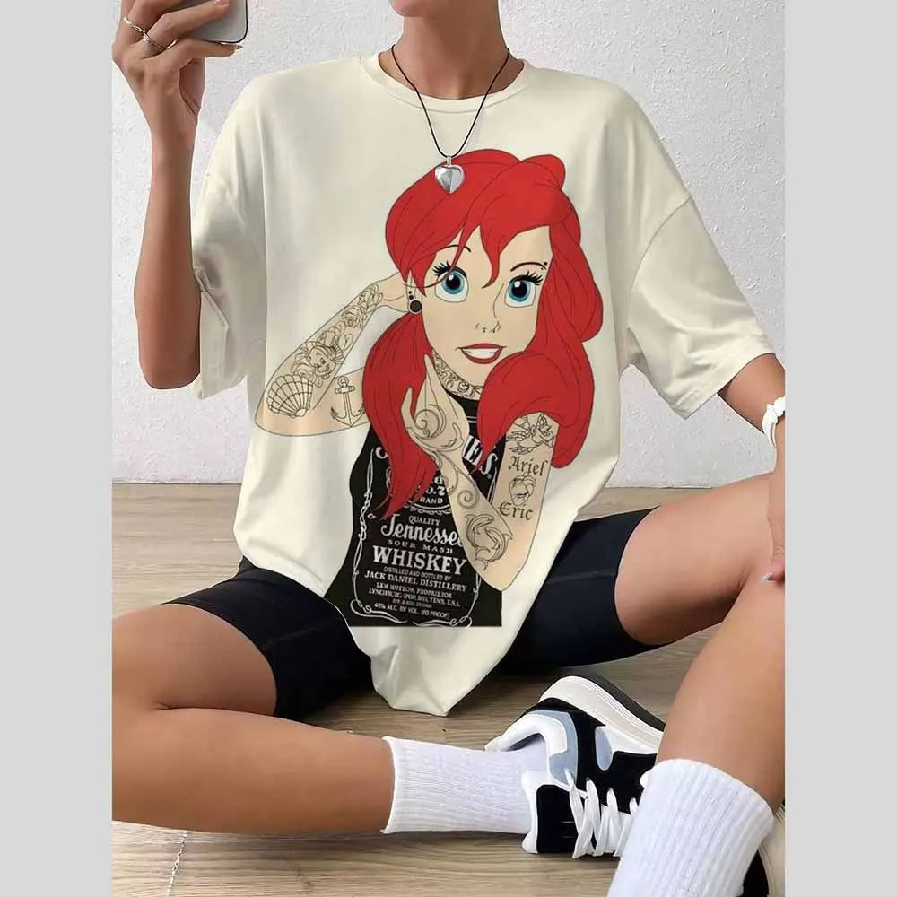 Y2K Disney Princess Graphic T-Shirt | Cute Harajuku Hip Hop 90s Style Women’s Streetwear Tee