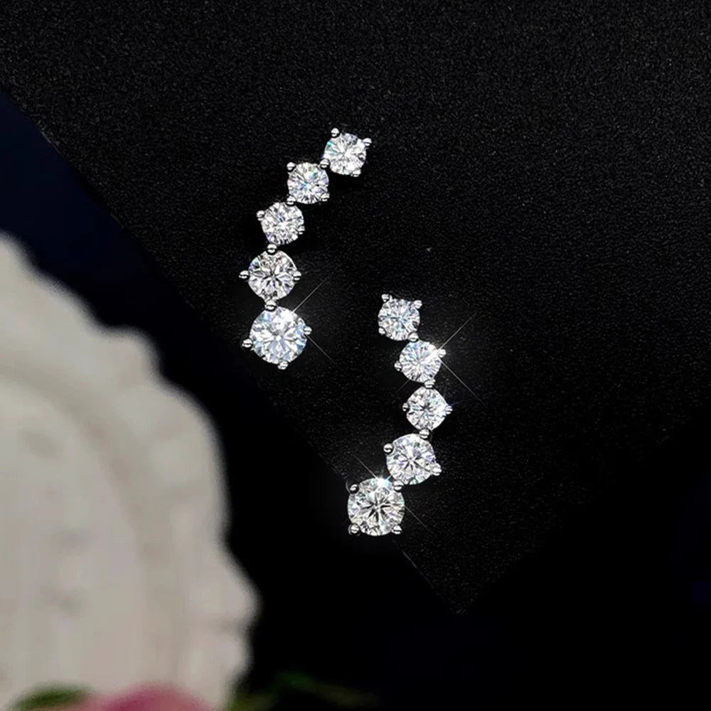 Real D Color Moissanite Diamond Earrings GRA Certified | 925 Sterling Silver Sparkling Studs for Women