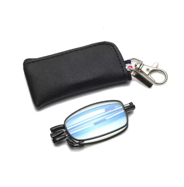 Foldable Reading Glasses Men Women Metal Frame Blue Light Resistant EyeGlasses with Zipper Bag Prescription Eyewear +1.0 To +4.0