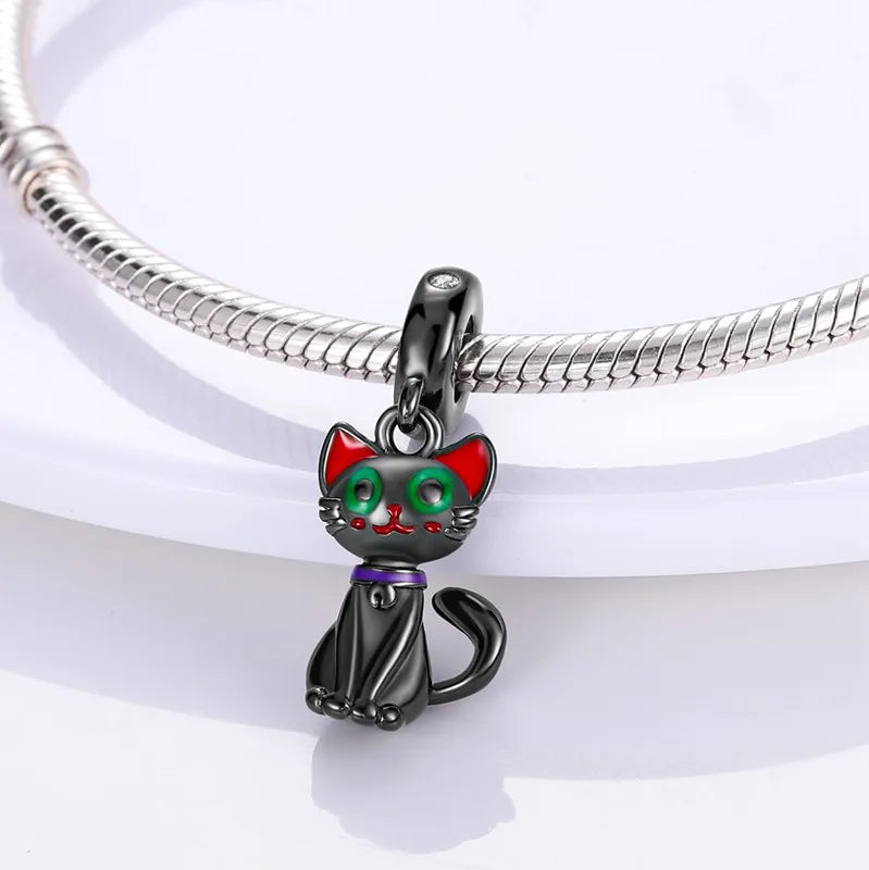 Cat Collection 925 Sterling Silver Charms Bead | Persian Bell & Multifarious Cat Dangle Fit Pandora Bracelet Necklace DIY Jewelry