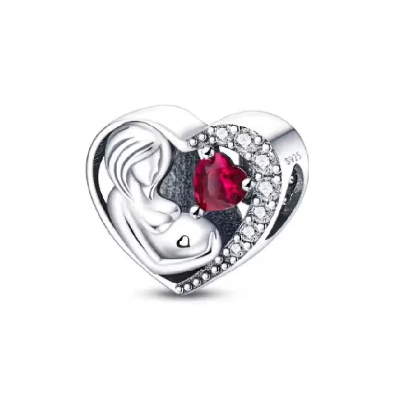 925 Sterling Silver Monkey, Dog Paw & Heart Mom Charm | Fits Original European Bracelet DIY Jewelry Gift