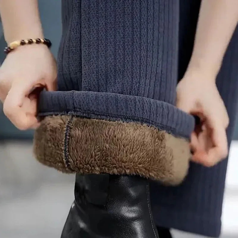 Winter Women High Waist Thermal Plush Pants – Straight Leg Fleece Trousers for Warm Casual Daily Wear