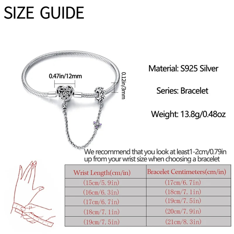 S925 Sterling Silver Snake Bone Chain Bracelet | Pandora Fit DIY Jewelry