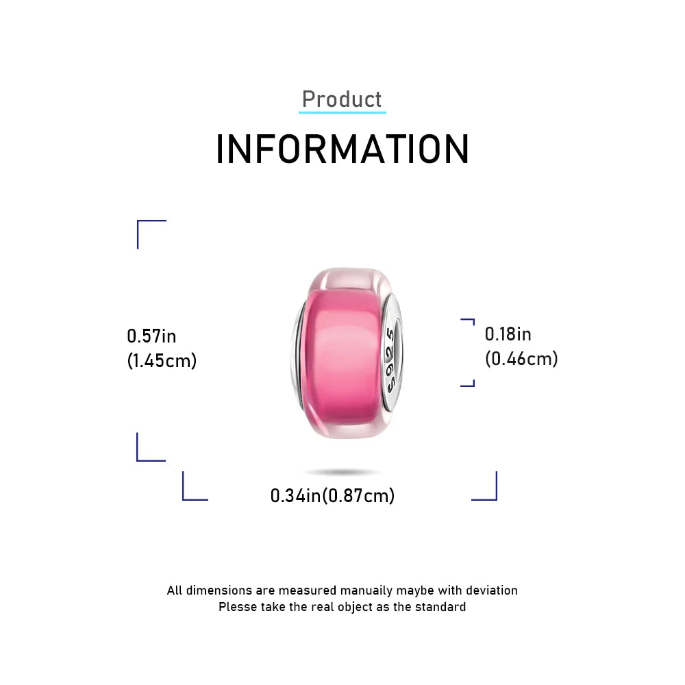 New 925 Sterling Silver Pink Daisy Murano Glass Charm | Cold Enamel Bead Fit Pandora Bracelet & Necklace