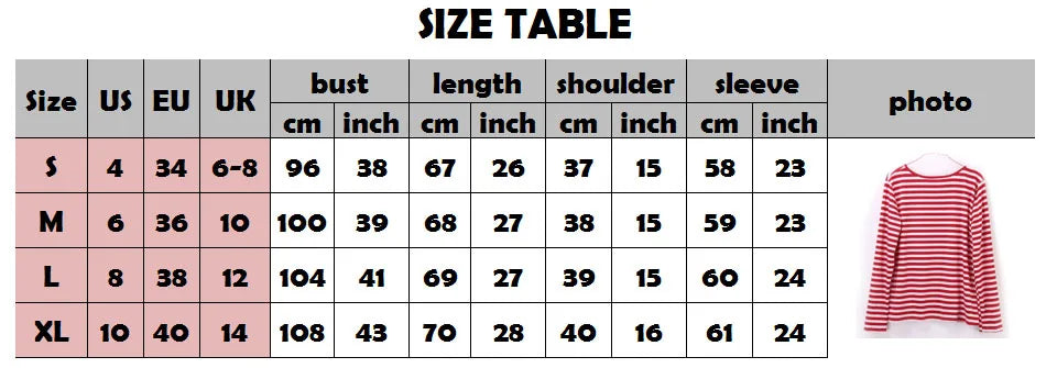 Dourbesty Women Red White Striped Long Sleeve T-Shirt | Loose Casual O-Neck Top | Autumn 2025 Pullover Tee