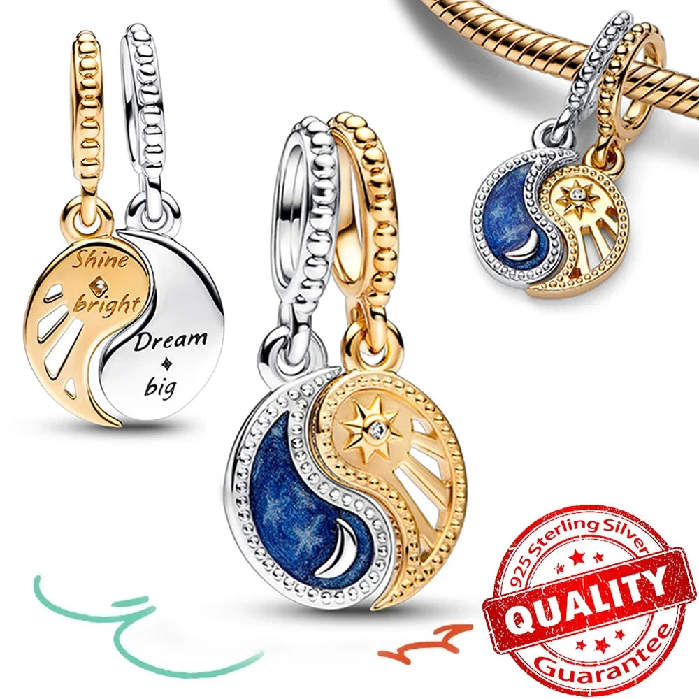 925 Sterling Silver Stars, Moon, Sun & Flower Dangle Earrings – DIY Bracelet Charms