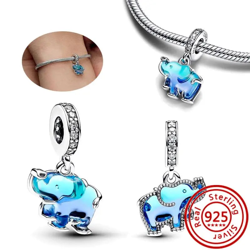 New 925 Sterling Silver Forever Always Love Murano Glass Beads | Sparkling Lucky Charms for Original Pantaro Bracelets DIY Jewelry