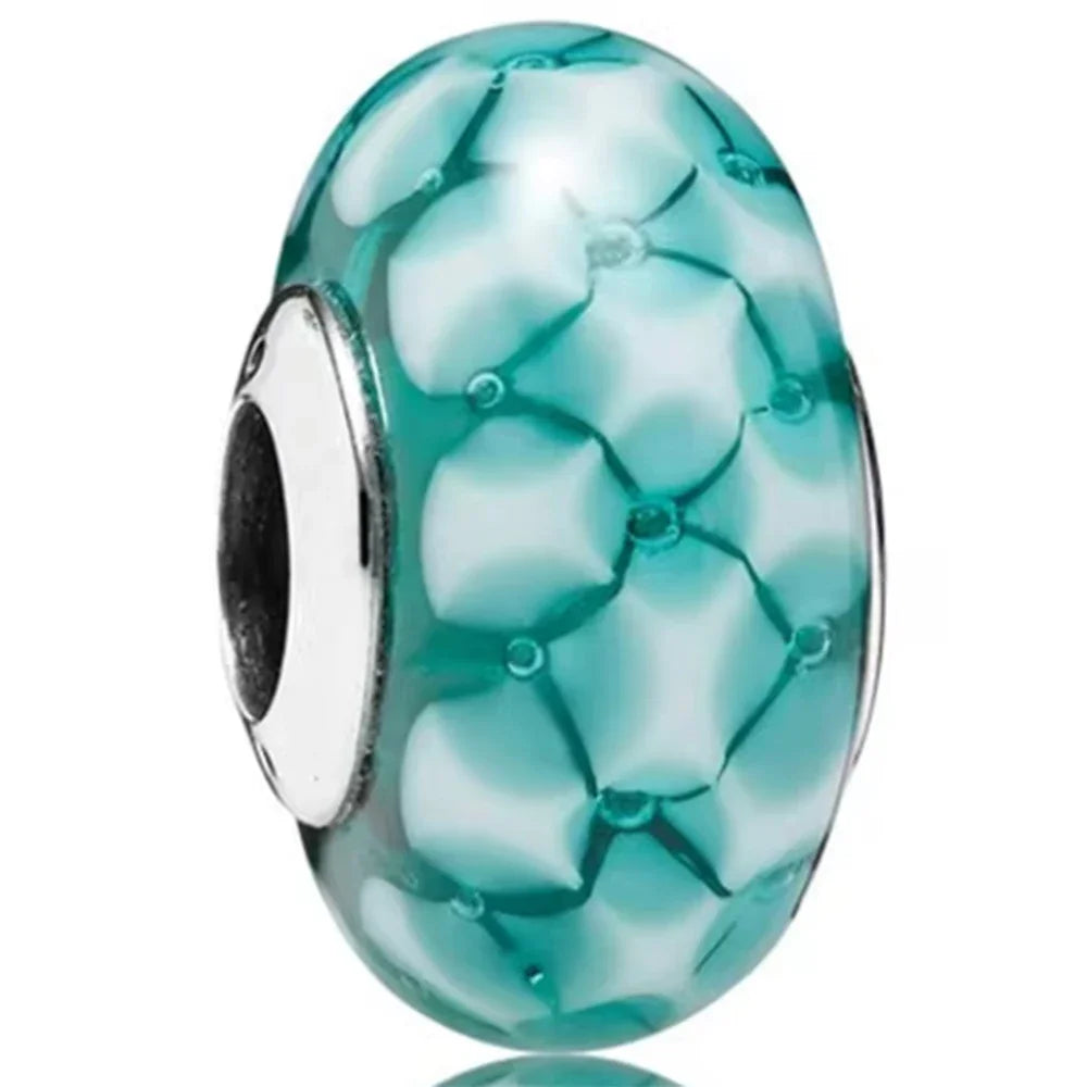 Original Murano Glass 925 Sterling Silver Butterfly Flower Leaf Rainbow Charm Bead | Cosmic DIY Bracelet Jewelry Gift for Women