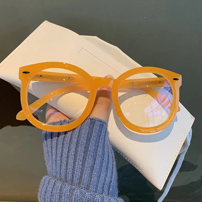 New Unisex Big Round Polygon Glasses – Men & Women PC Frame Plain Myopia Eyewear | Nearsighted Glasses -1.0