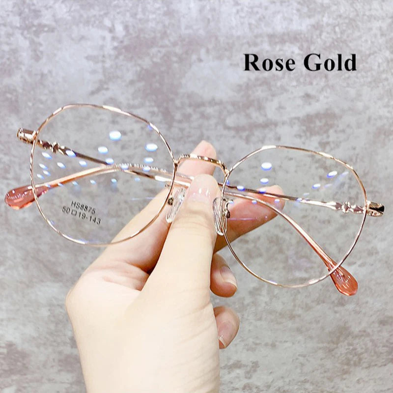 Anti Blue Light Metal Polygon Myopia Glasses – Unisex Computer Optical Eyeglasses for Women & Men | Goggle Style