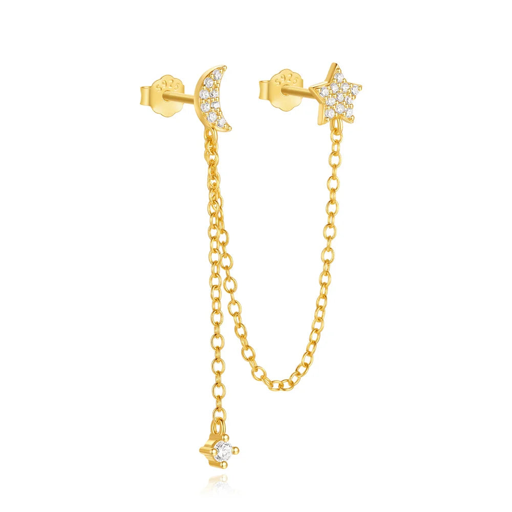 CANNER 925 Sterling Silver Horse Eye Tassel Zircon Drop Earrings – Minimalist Geometric Jewelry for Women