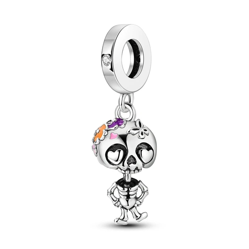 925 Sterling Silver Halloween Series Charms | Pumpkin, Witch, Skull & Candy Beads Fit Original Bracelet DIY Jewelry