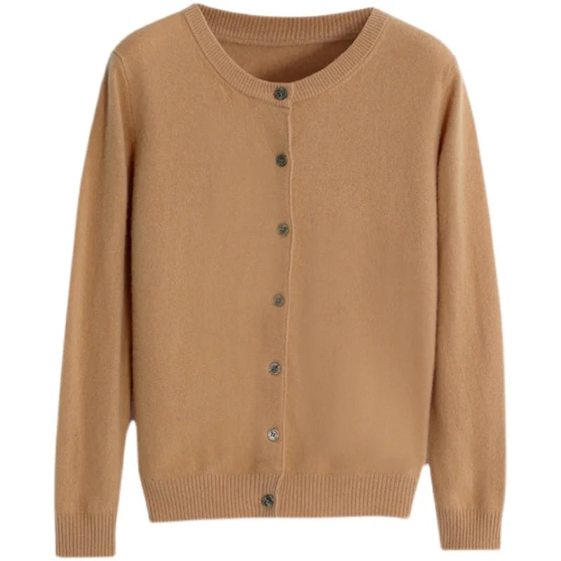 Off-Season Knitted Open Cardigan – Women’s Loose Round Neck Outerwear | Large Size Sweater for Spring & Autumn