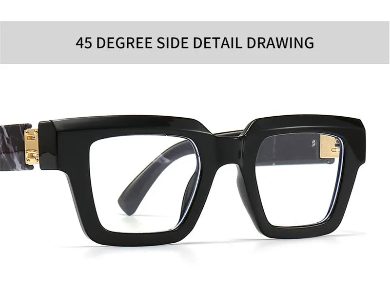 2025 New Oversized Square Presbyopic Reading Glasses – Unisex Marbling Retro Computer Eyewear | Diopter +0.5 to +3.0