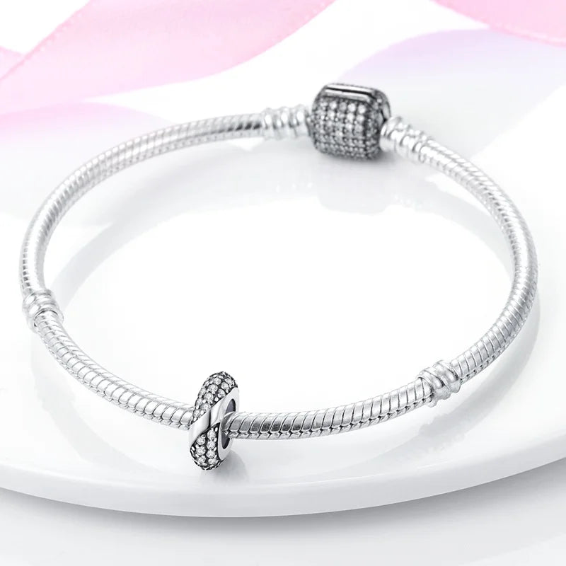 925 Sterling Silver Round Colored Zircon Spacer Beads – Fits Pandora Original Bracelets DIY Exquisite Party Jewelry