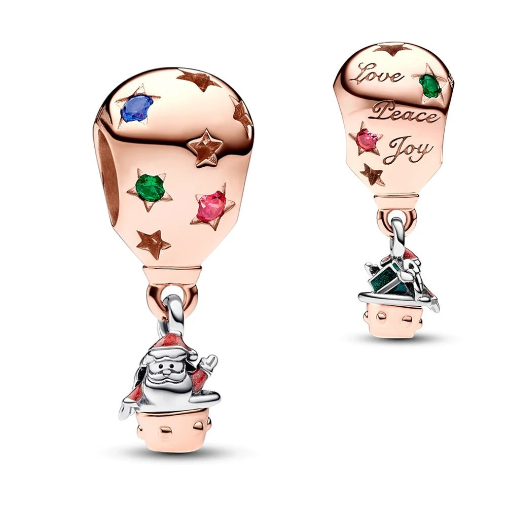 Sparkling Christmas Butterfly Bell Moon Charms | 925 Silver Beads Fit Original Pan Bracelet | DIY Women Jewelry New Year Gift