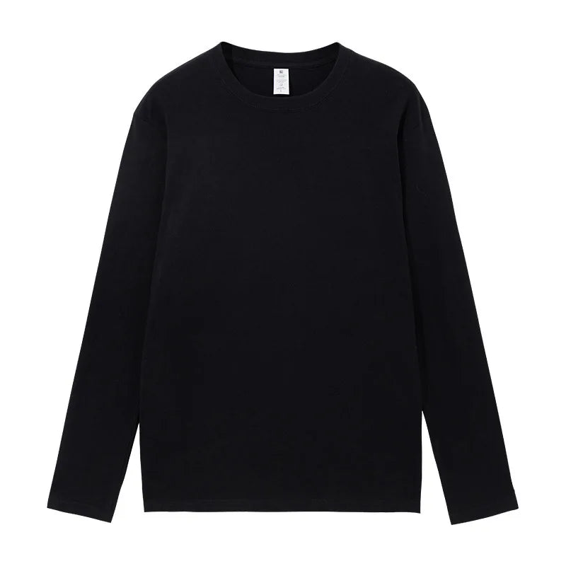 Spring Autumn Women’s Long Sleeve Cotton T-Shirt – Solid Casual Harajuku O-Neck Top 🌿✨