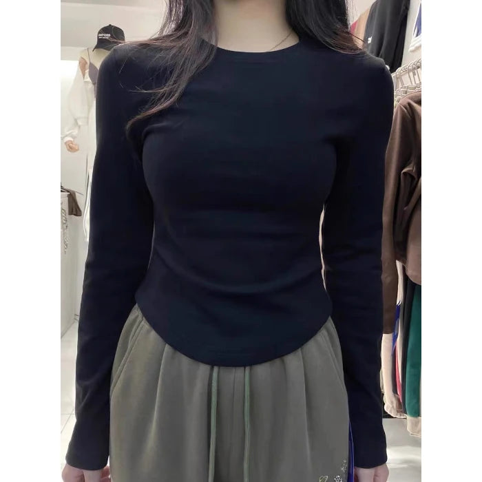 Double-Sided Fleece-Lined Long Sleeve Top ❄️ Women's Autumn Winter Slimming Warm T-Shirt 👚 Square Collar Cotton 🌟
