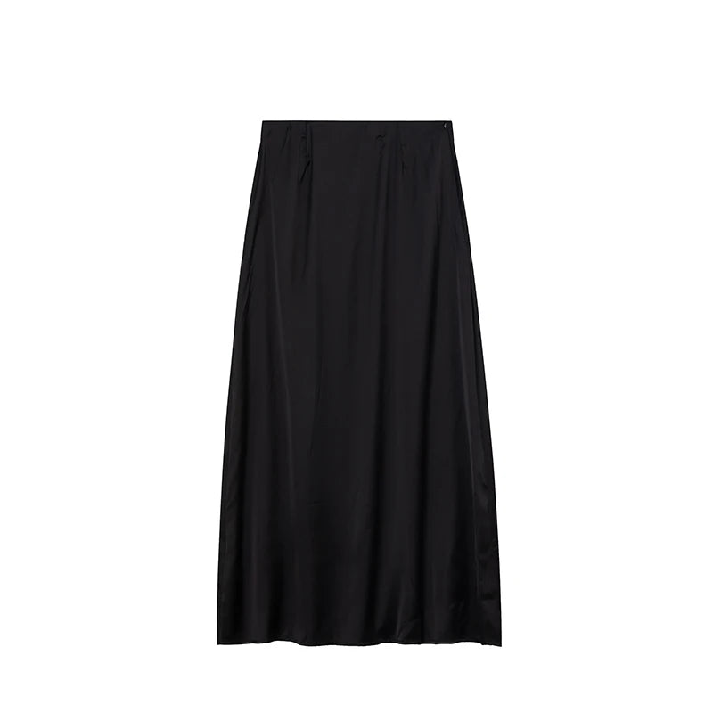 2024 Women’s Fashion Satin High Waist Midi Skirt – Stylish, Chic & Versatile Female Skirt
