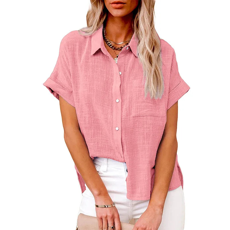 Women’s Cotton Linen T-Shirt | Summer Loose Fit Top | Casual Streetwear Blouse for Ladies