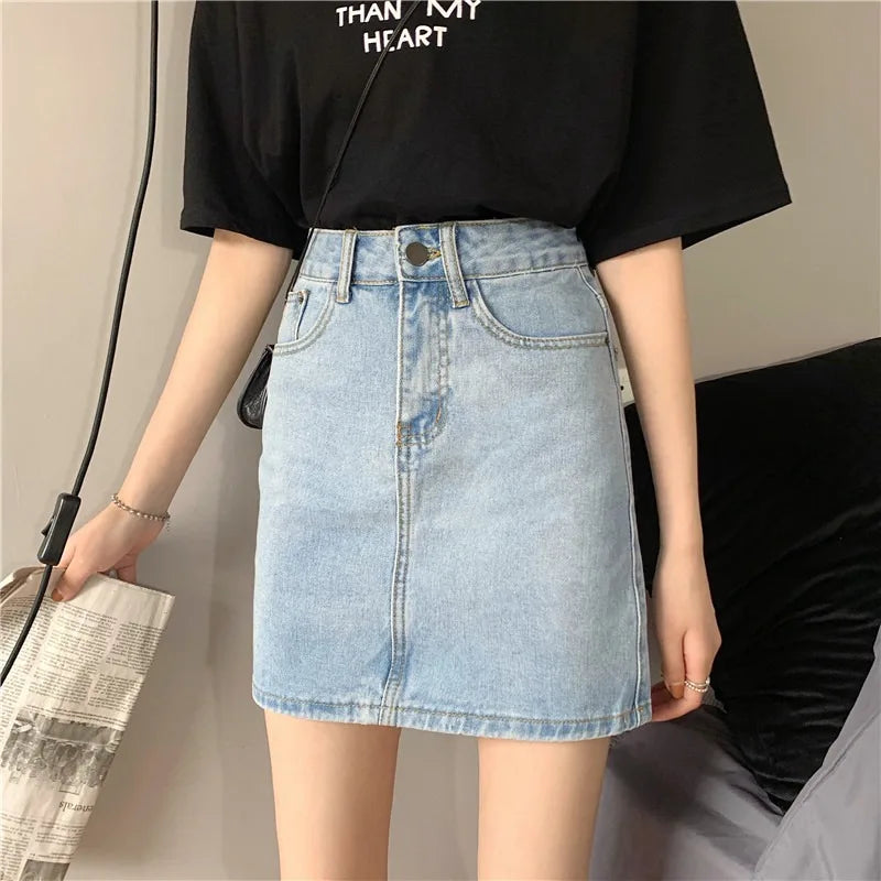 Women’s High Waist A-Line Denim Skirt | Slimming Bodycon Short Skirt Korean Style 2025