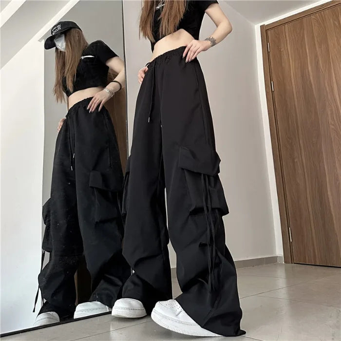Retro Women’s Cargo Pants – High Waist Streetwear Casual Harajuku Sports Sweatpants