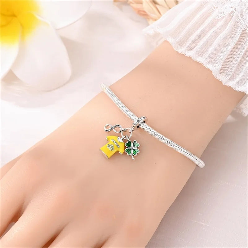 925 Sterling Silver Soccer Trophy Jersey Charm Beads – Fits 3mm Bracelets DIY Jewelry