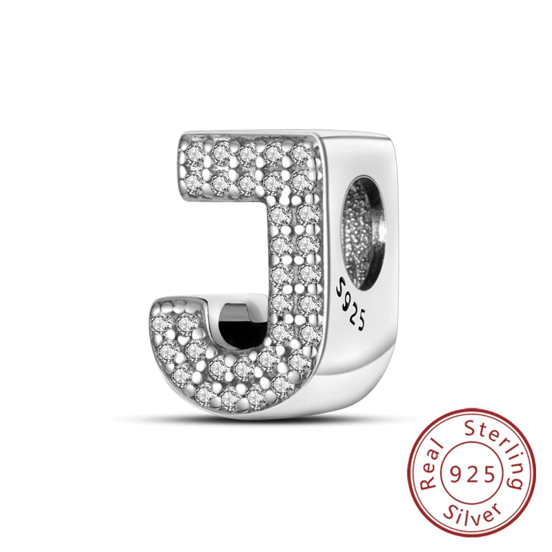 925 Sterling Silver A–Z Alphabet Letter Charms | 26 Letters Beads Fit Original Bracelet DIY Jewelry Making Gift