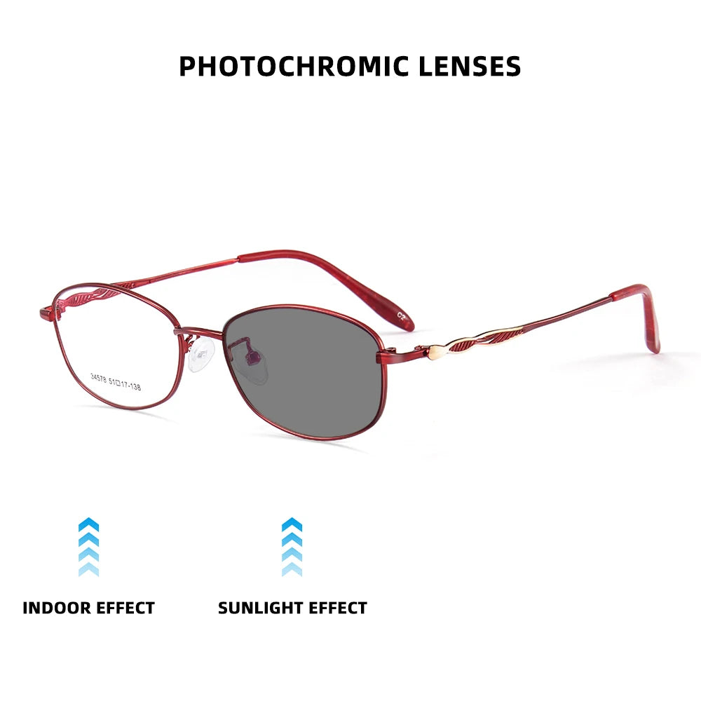 Luxury Pink Photochromic Glasses 👓 Women’s Fashion Reading Sunglasses