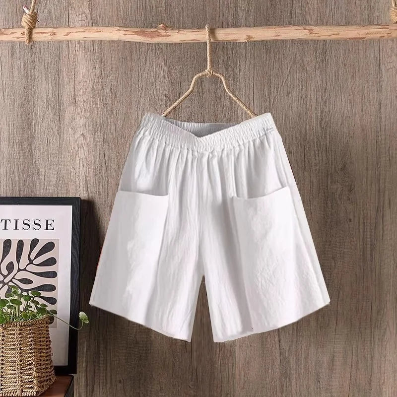 Slimming Straight Leg Cotton Linen Harem Pants – High Waist Casual Summer Trousers Women Loose Fit