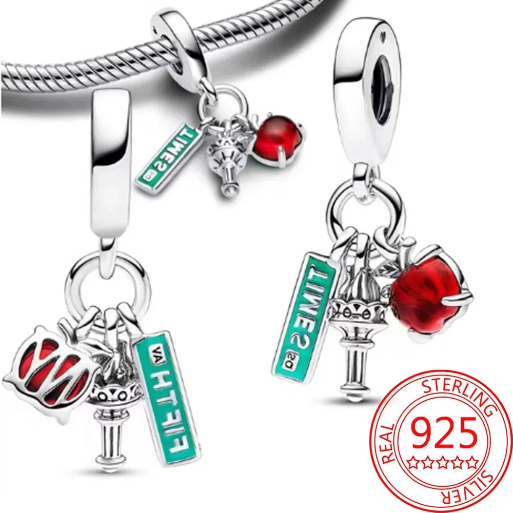 925 Sterling Silver Red Heart Charms | Apple, Rose & Gift Box Beads Fit Original Bracelet Necklace Women Jewelry