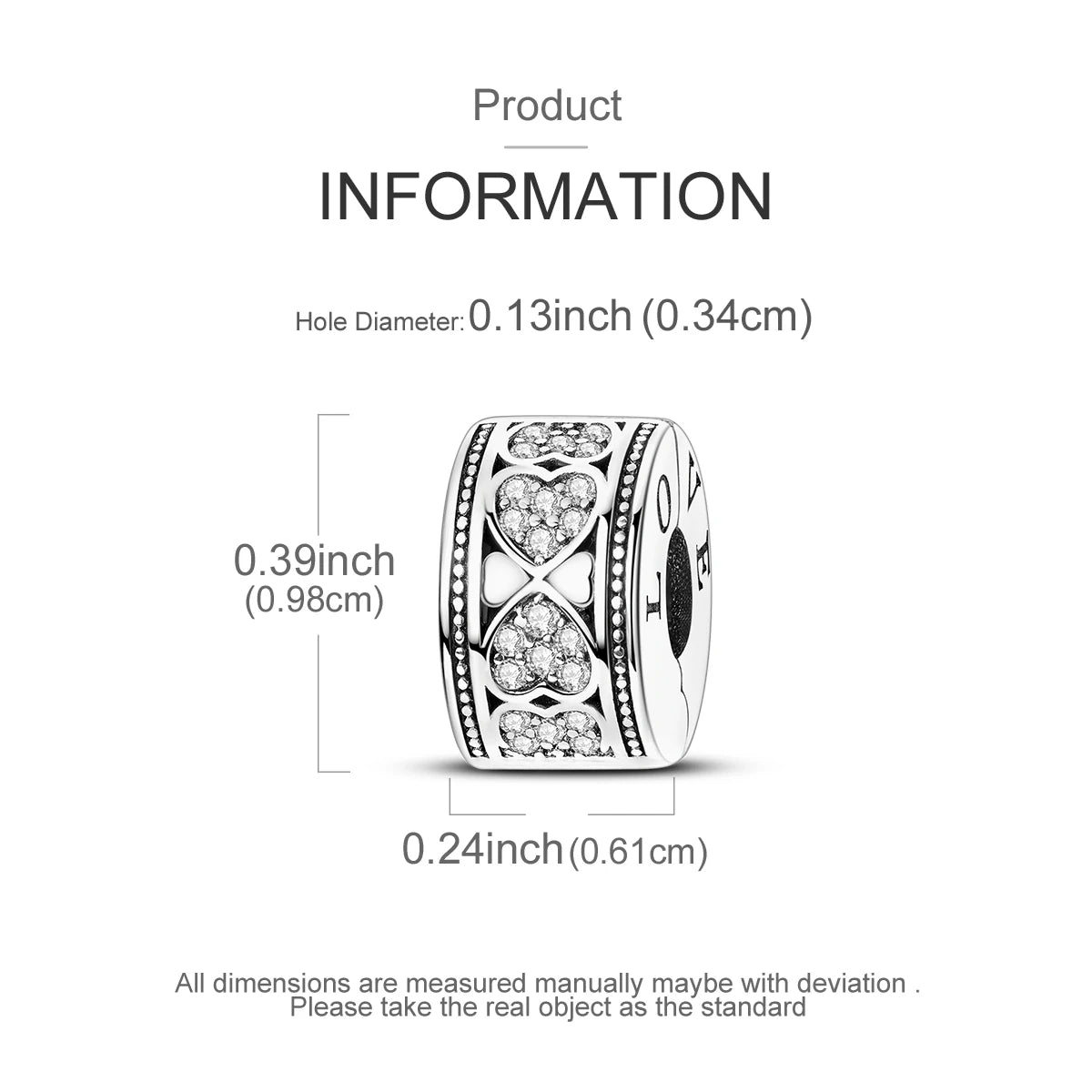 Original 925 Sterling Silver Stopper Bead Clip Charm | Fits Bangle Bracelet DIY Jewelry