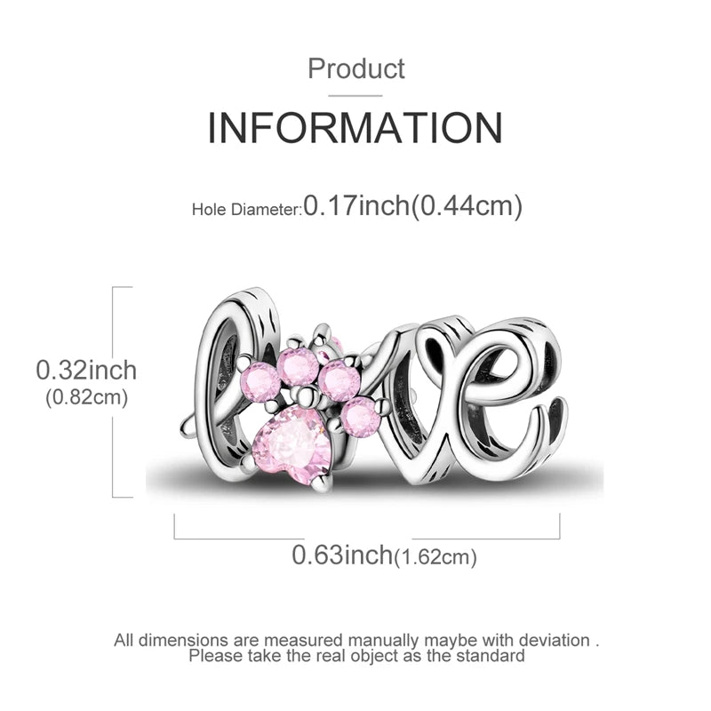 925 Sterling Silver Cute Cat Charm Beads | Paw Print Pendant for Original DIY Bracelets & Women’s Jewelry Gift