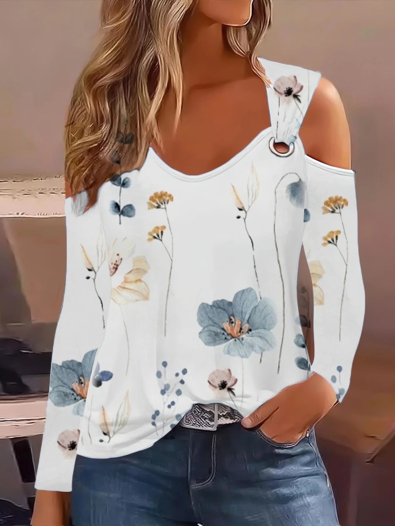 Plus Size Autumn Metal Button V-Neck Shirt Blouse – Casual Pullover Women Top 2023 🍂✨